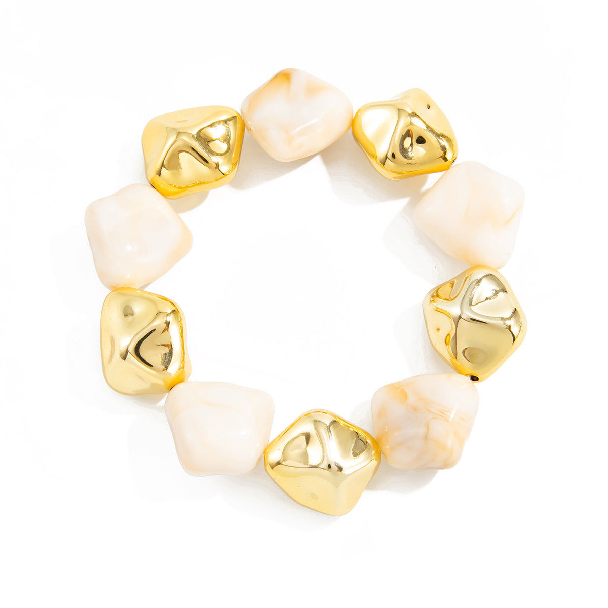 Planderful Vienna Verve Elastic Beaded Bracelet For Women Two Tone Contrast Statement Jewelry