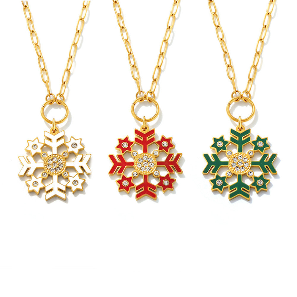 Planderful Zircon Snowflake Pendant Necklace for Women