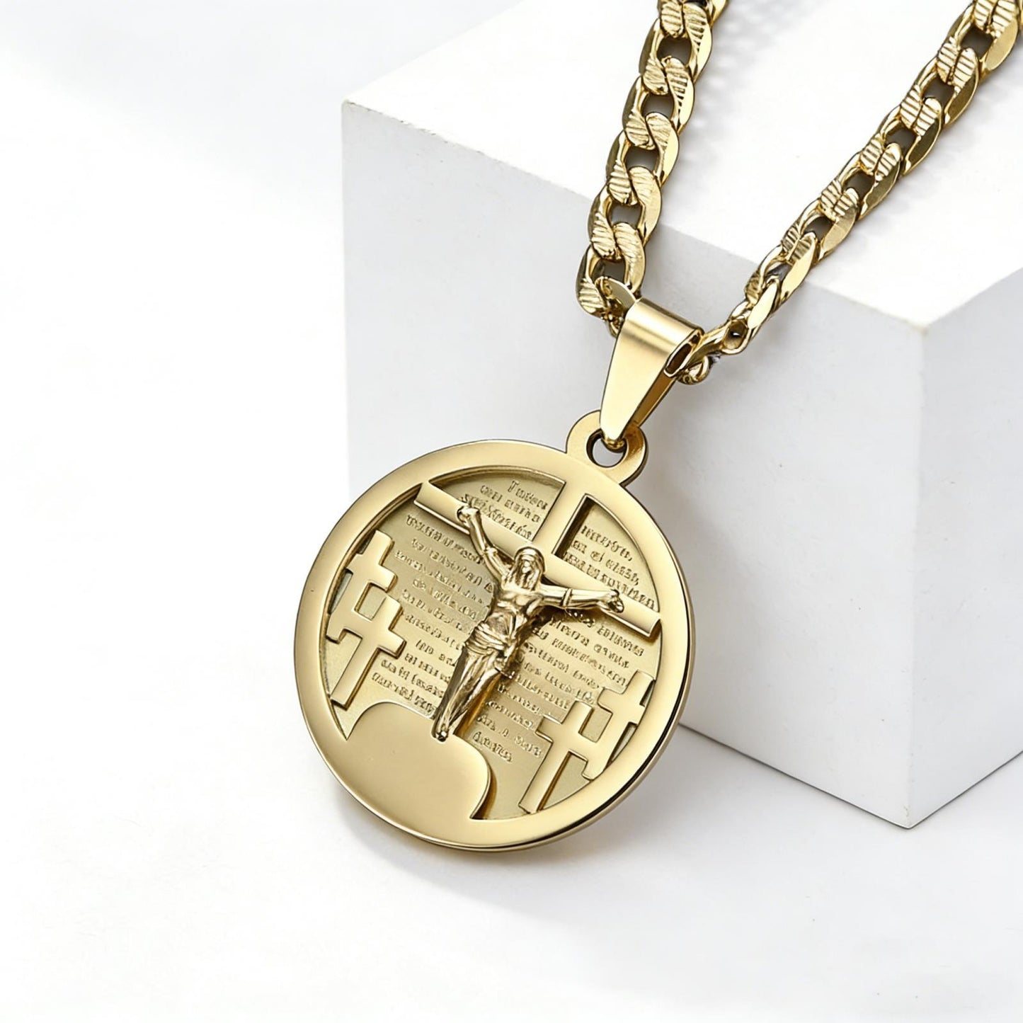 Cross Necklace Titanium Steel Gold Plated Unisex Hip Hop Pendant By Planderful Everyday Genie