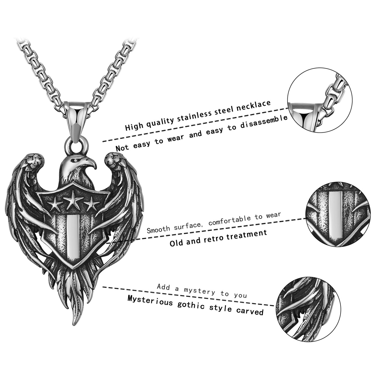 Steel Necklace – Statement Hip Hop Eagle