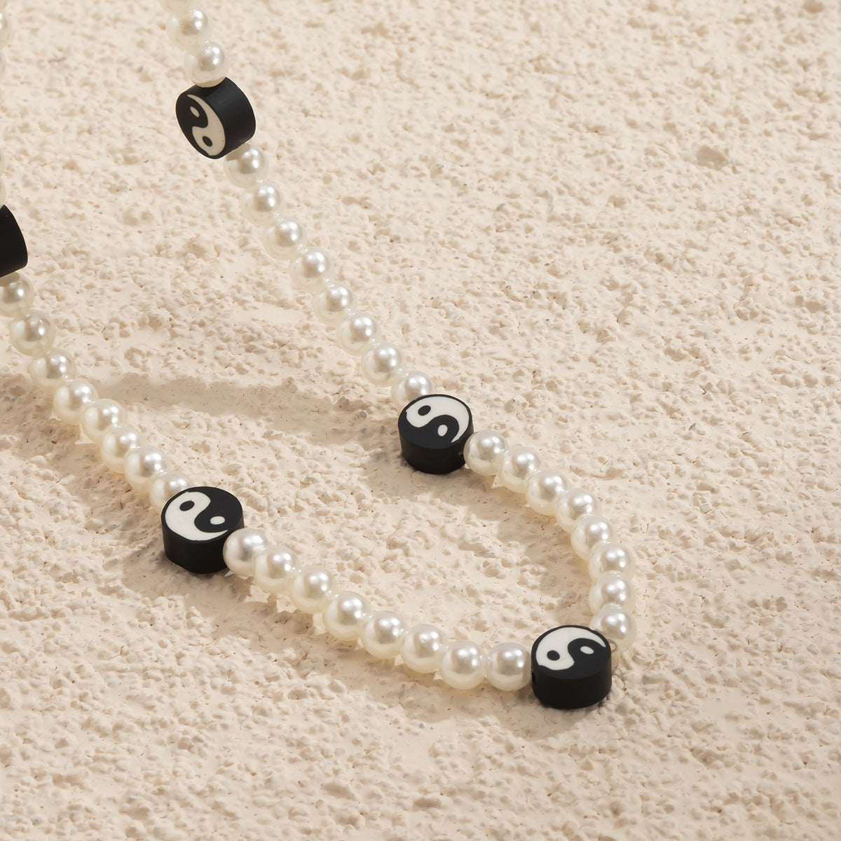Planderful Vienna Verve Imitation Pearl Taiji Beaded Geometric Necklace For Women Elegant Statement Jewelry