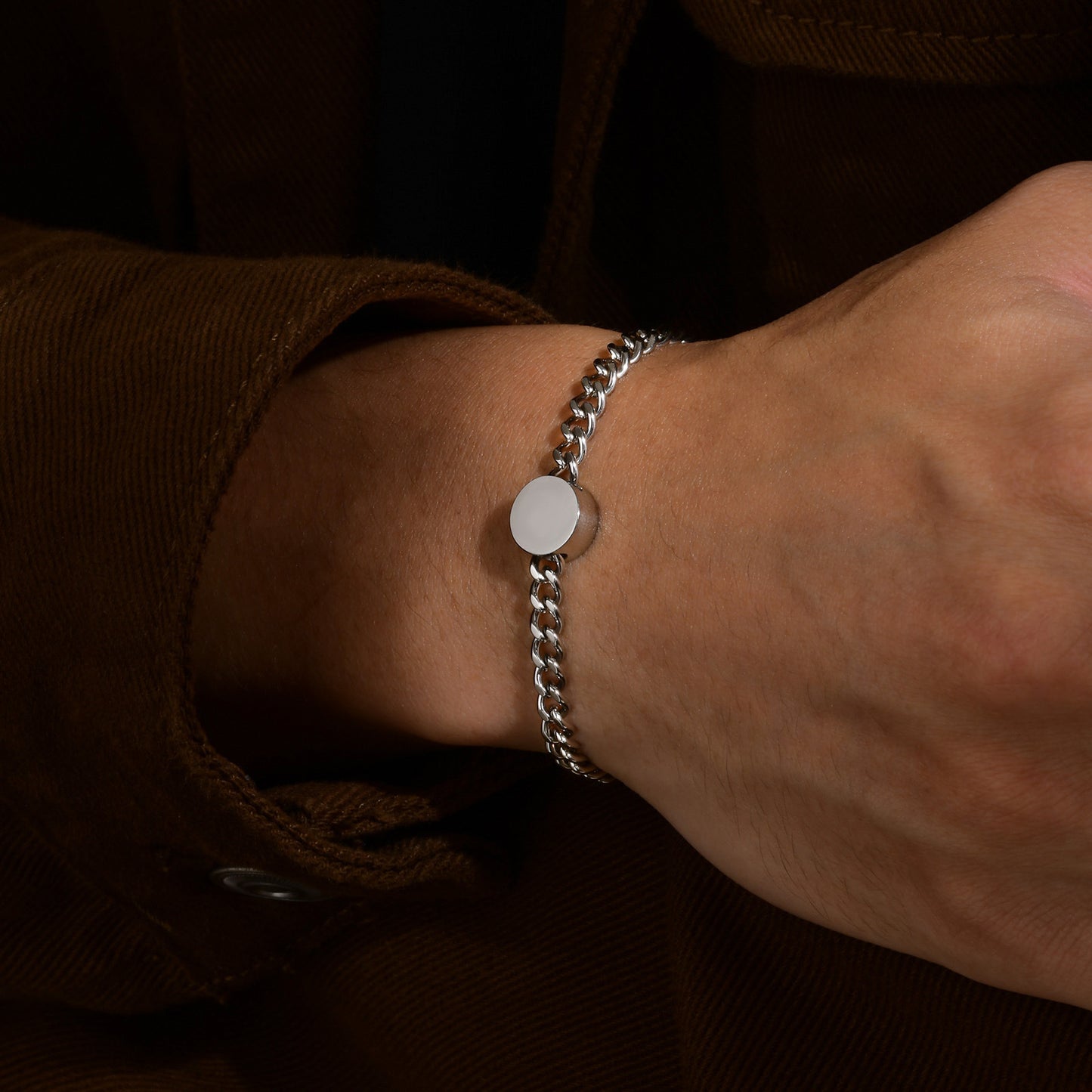 Stainless Steel Round Metal Accessories Cuban Chain Bracelet