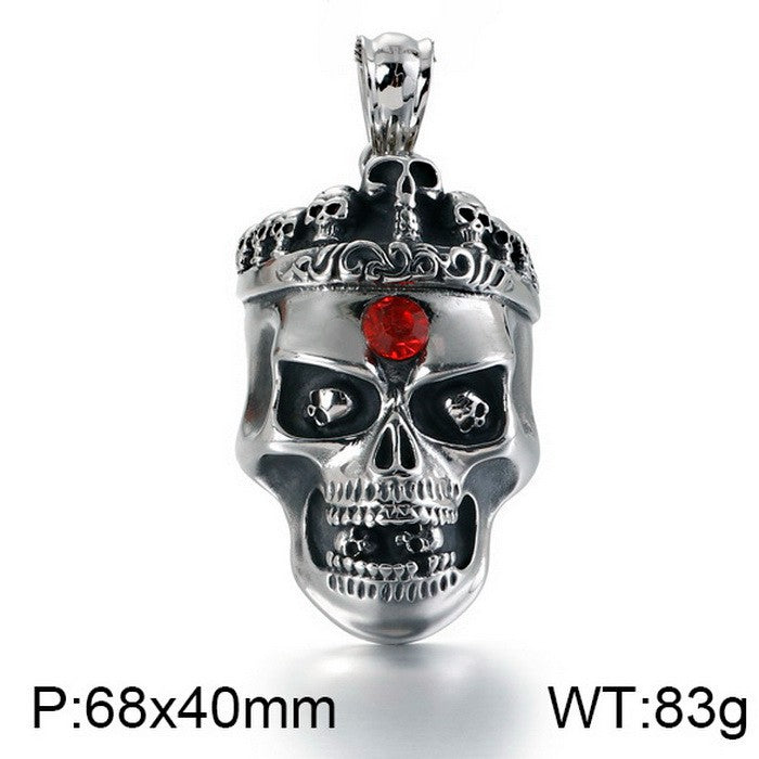 Extravagant Skull Mask Pendant - Vintage Zircon-Set Titanium Steel Ghost Head Necklace for Men