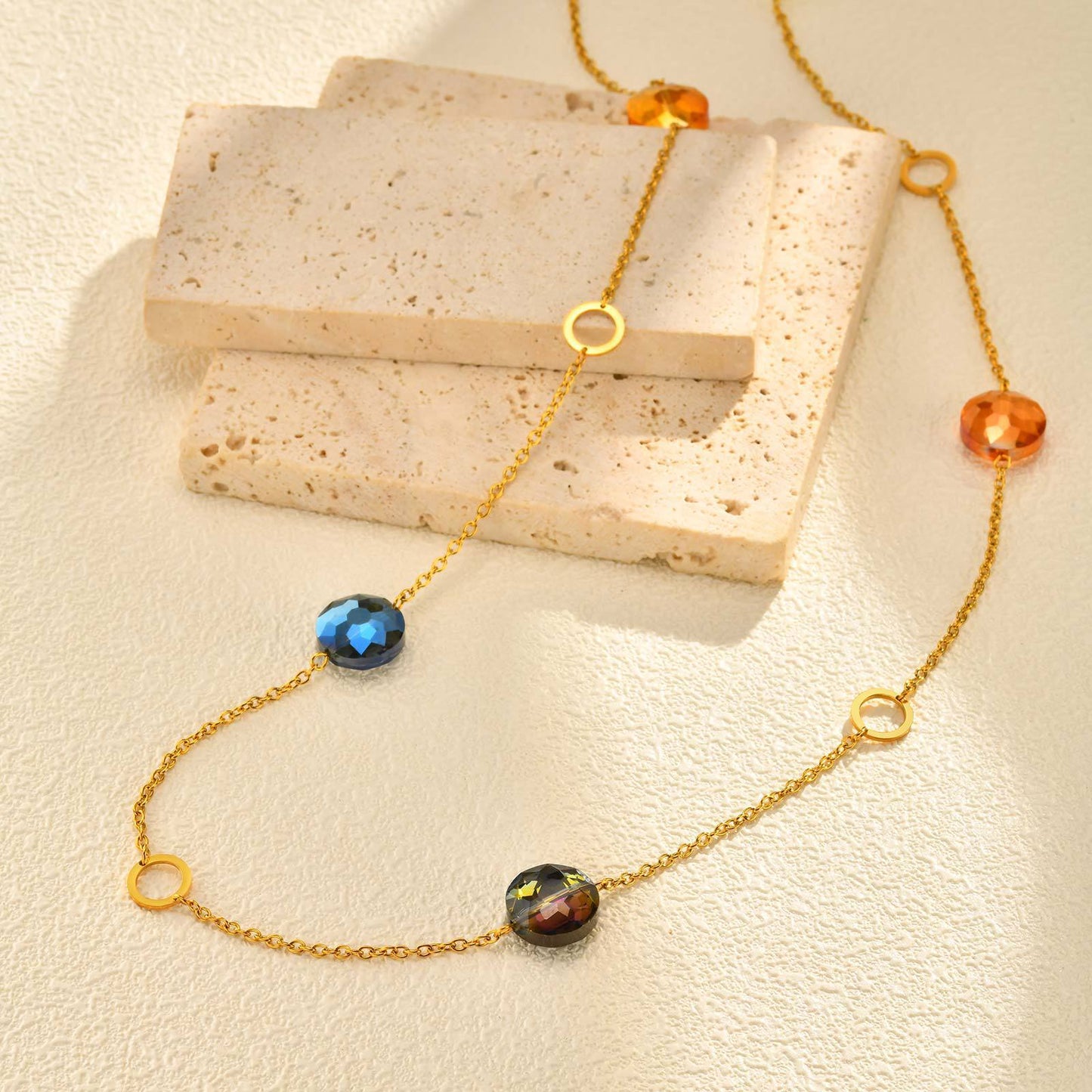 Stainless Steel Women's Style Imitation Pearl Heart Shape Stackable Necklace Gold