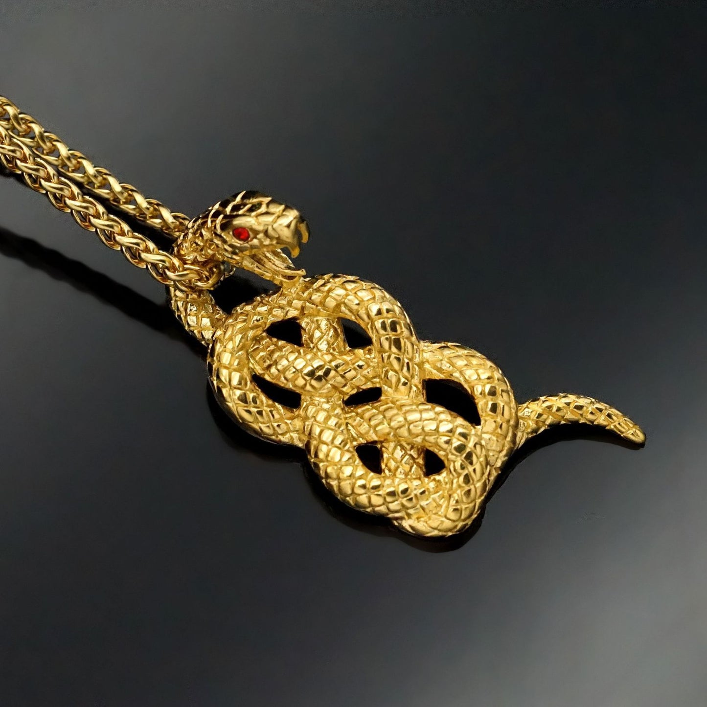 Planderful Snake Pendant Necklace Stainless Steel Gold Plated Year Of The Snake Unisex Personalized Jewelry Gift