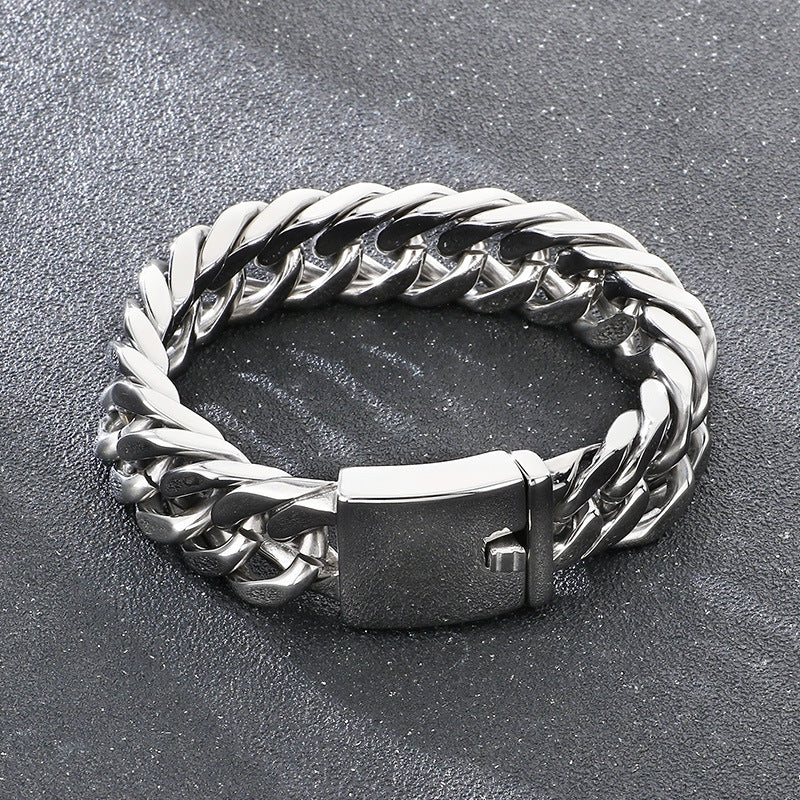 Planderful Premium Cuban Link Bracelet Men 18mm Titanium