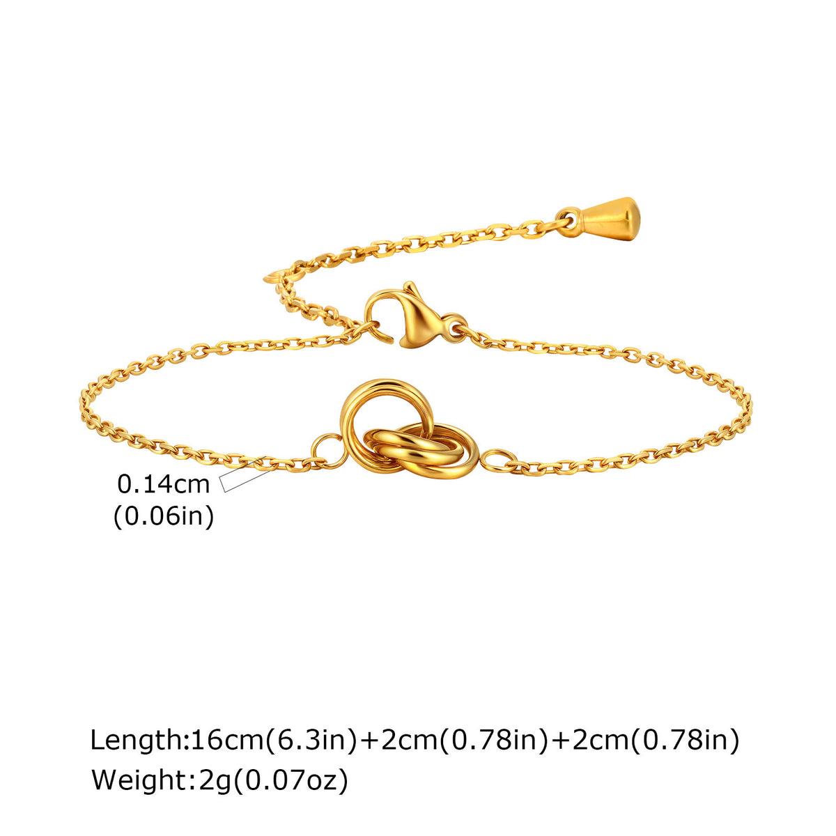 Women's Stainless Steel Batch Corner Cross Chain Interlocking Bracelet