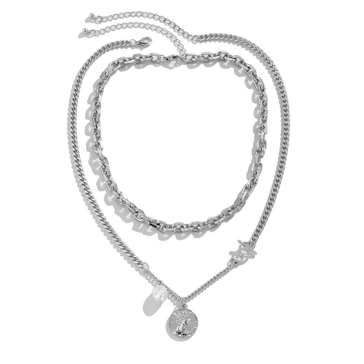 Planderful Vienna Verve Imitation Pearl Necklace With Hollow Cross Double Layer Design For Women Statement Jewelry