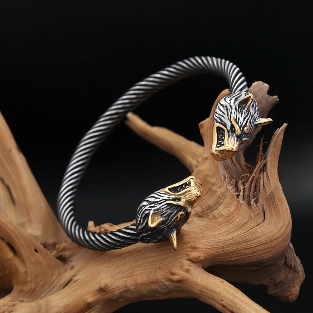 Viking Wolf Stainless Steel Men's Bracelet