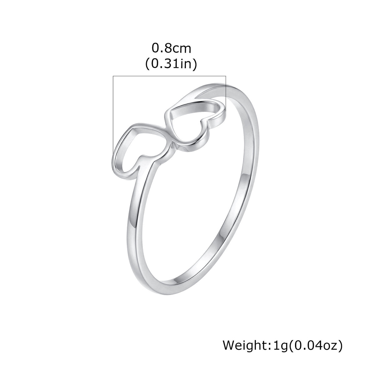 Couple Gift Stainless Steel Couple Ring Double Heart