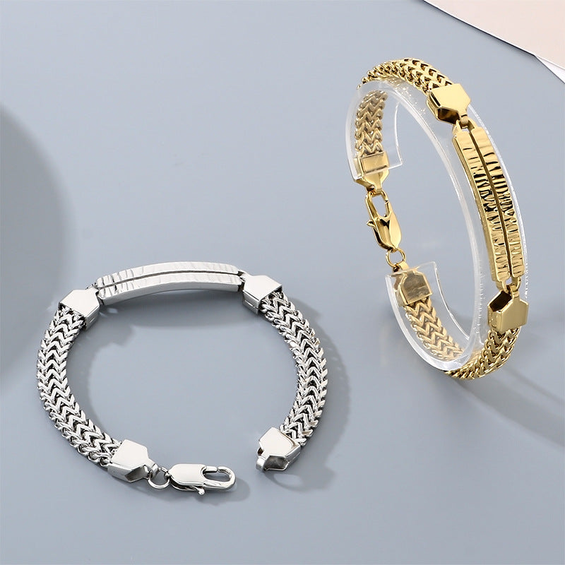 Buckle – One-Word Curved Brand Layered Keel Chain Bracelet