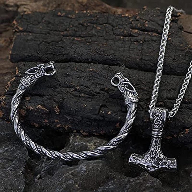 Planderful Viking Rune Hammer Necklace For Men Stainless Steel Pendant Durable Bold