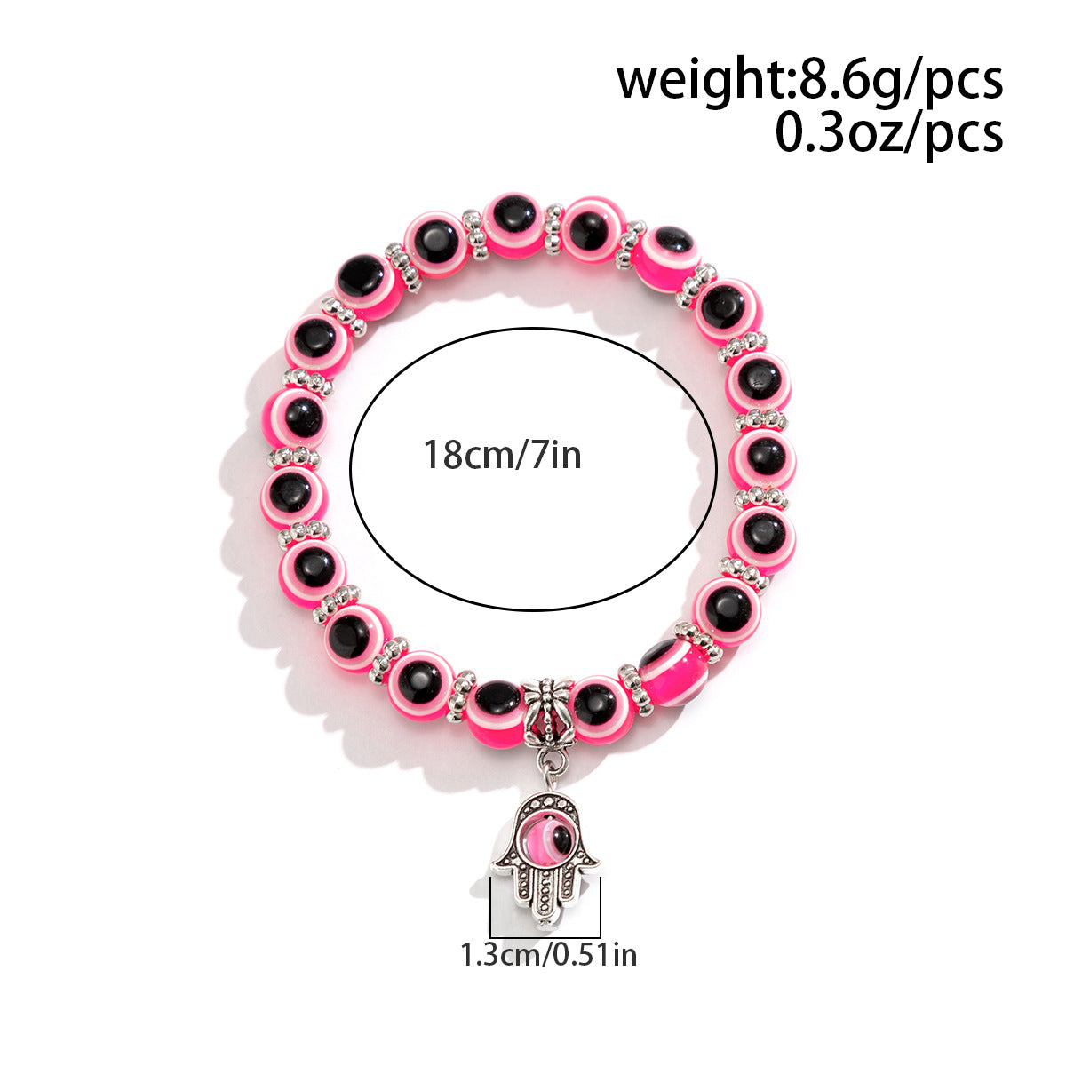 Planderful Beaded Eye Palm Pendant Bracelet Personalized European Style Statement Jewelry for Women