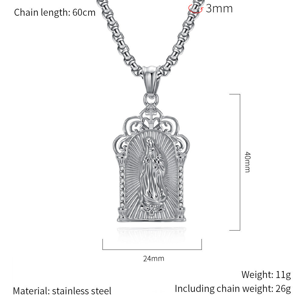 Planderful European And American Virgin Mary Necklace Titanium Steel Plated Personalized High End Jewelry For Women
