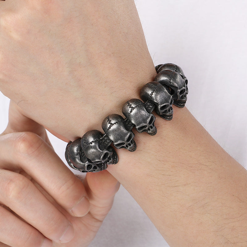 Planderful Skull Stainless Steel Bracelet Men Vacuum Plated