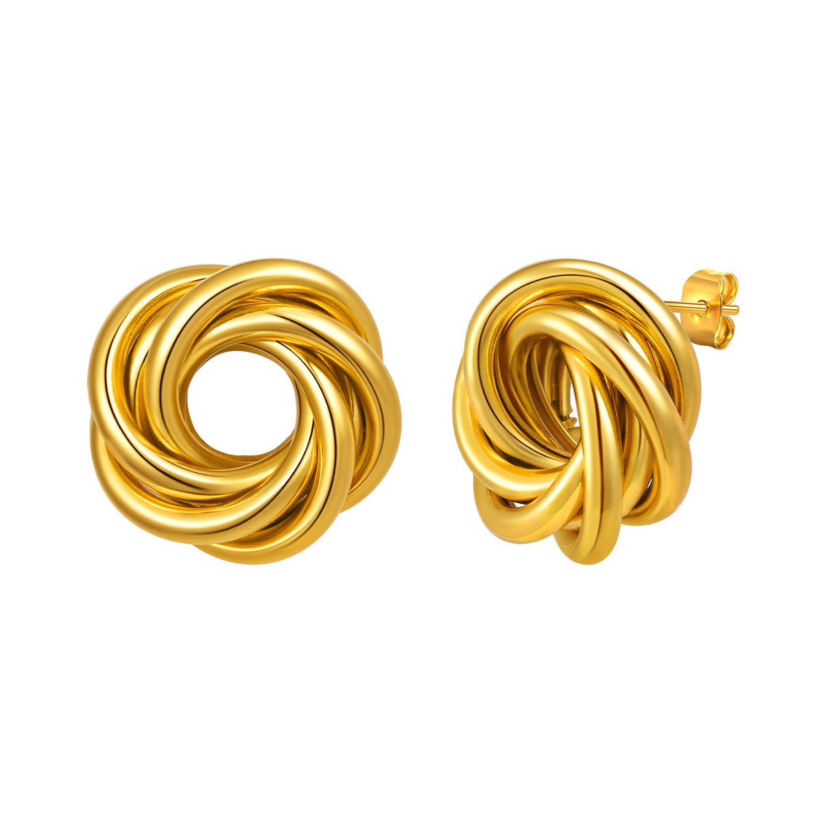 Gold-Tone Circular Knot Stud Earrings