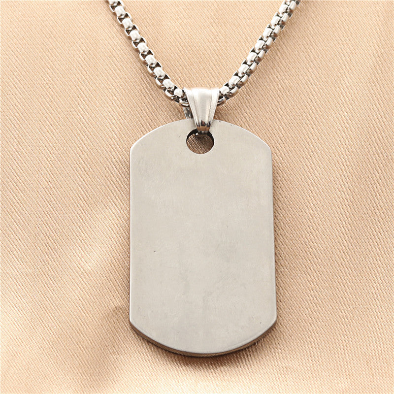 Punk Style Titanium Steel Thread Print Pendant Necklace for Men - Retro Trendy Stainless Steel Design