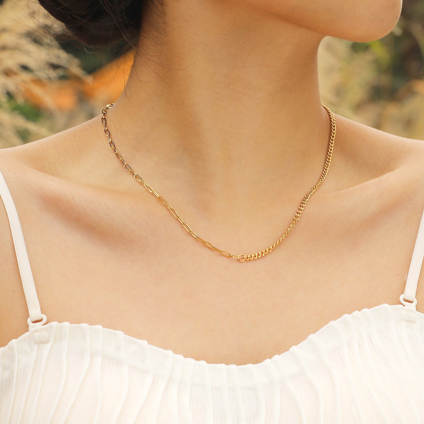 Necklaces Stainless Steel Splicing 18K Gold Necklace Jewelry