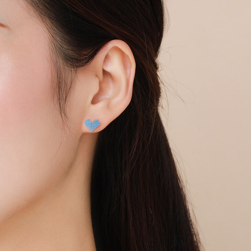 925 Sterling Silver Heart Stud Earrings
