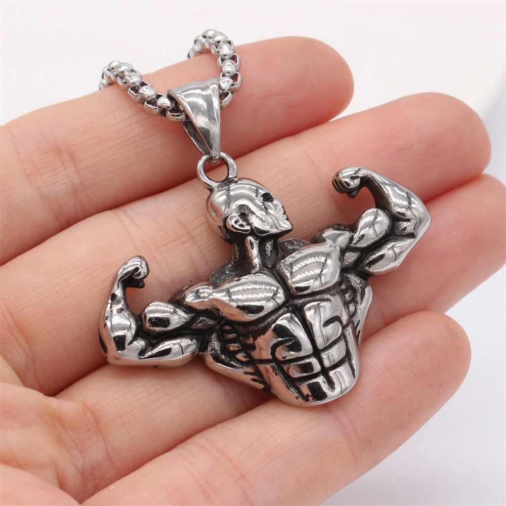 Planderful Barbell Necklace For Men Durable Titanium Steel Fitness Jewelry Gift For Him Bold Minimalist Kinetic Style