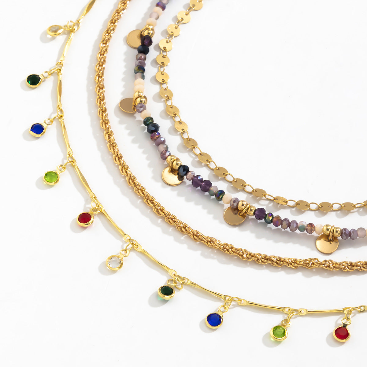 Ethnic Crystal-Style Fringe Necklace Set
