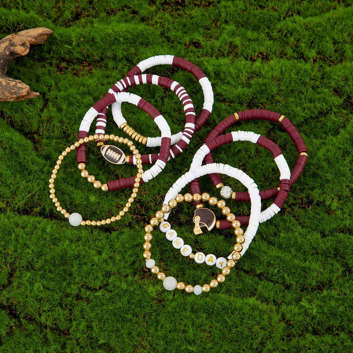 Planderful Football Bracelet Set Vienna Verve Game Day Jewelry For Women Bold Colorful Drip Statement