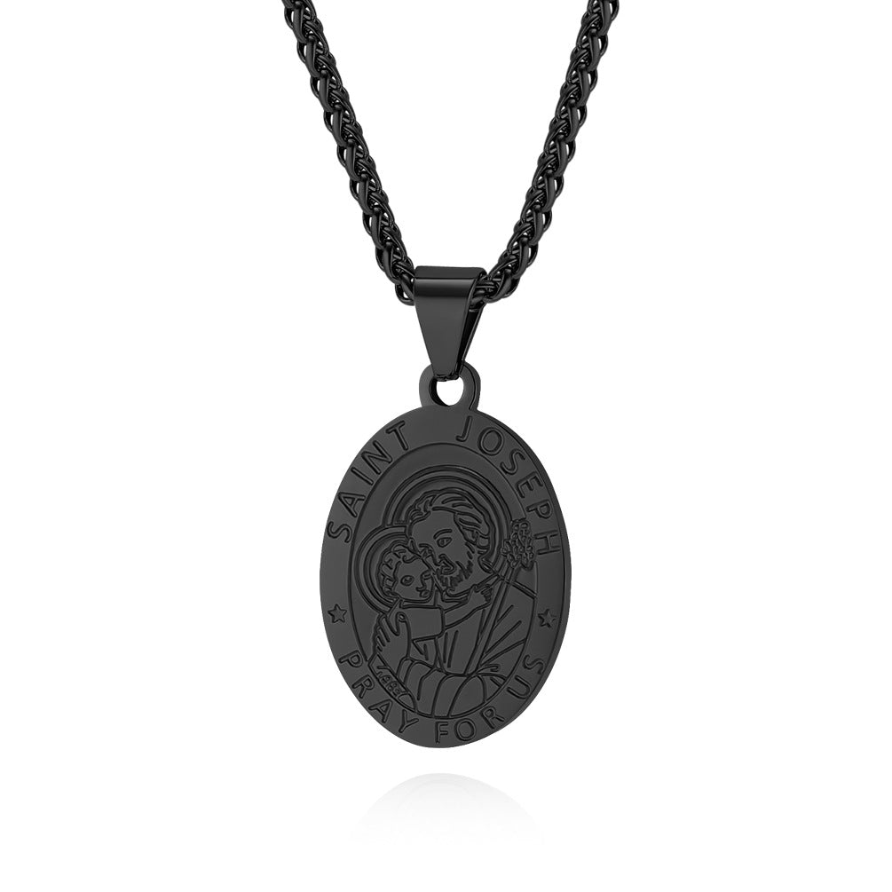 Patron Saint Necklace For Men Durable Titanium Steel Planderful Versatile Cultural Pendant