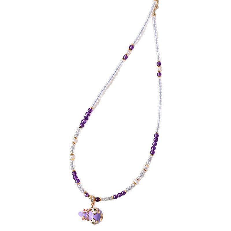 Amethyst Pearl Gourd Pendant Necklace