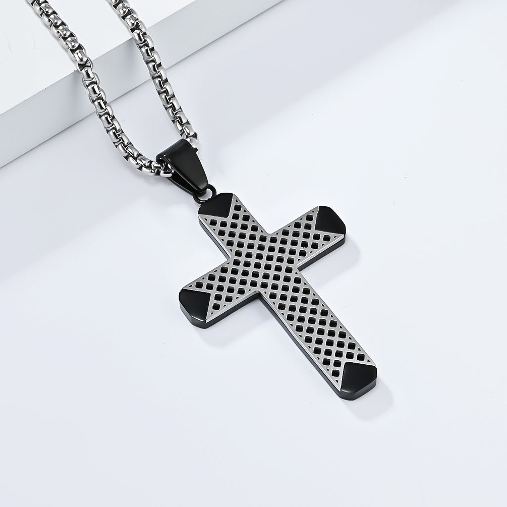 Double-Color Stainless Steel Cross Necklace for Men