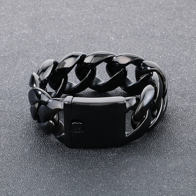 Mens Bold Stainless Steel Cuban Chain Bracelet Planderful