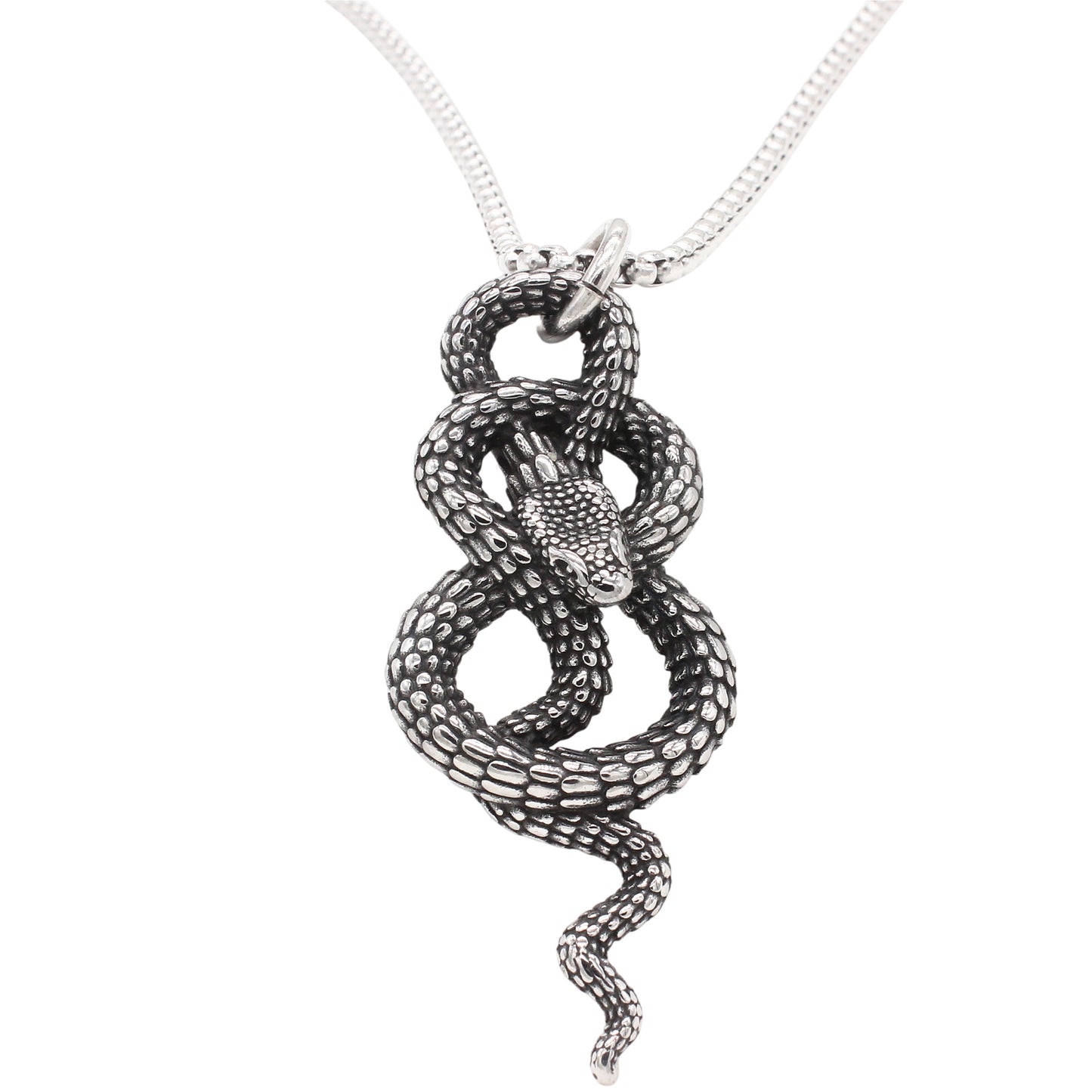 Planderful Jewelry Men's Titanium Steel Snake Pendant Retro Style Personalization Necklace