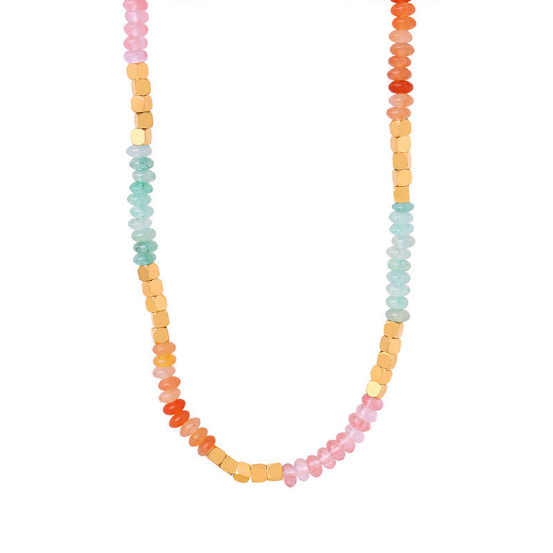 Colorful Tianhe Stone Crystal Abacus Beads Necklace: Handmade High-End Jewelry