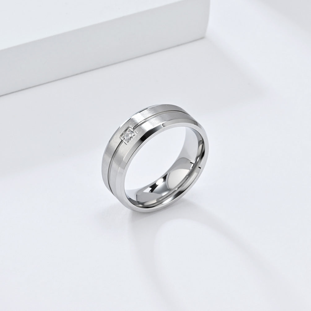 Planderful Titanium Steel Ring For Men With Zircon Inlay Minimalist Wedding Band Everyday Genie Collection