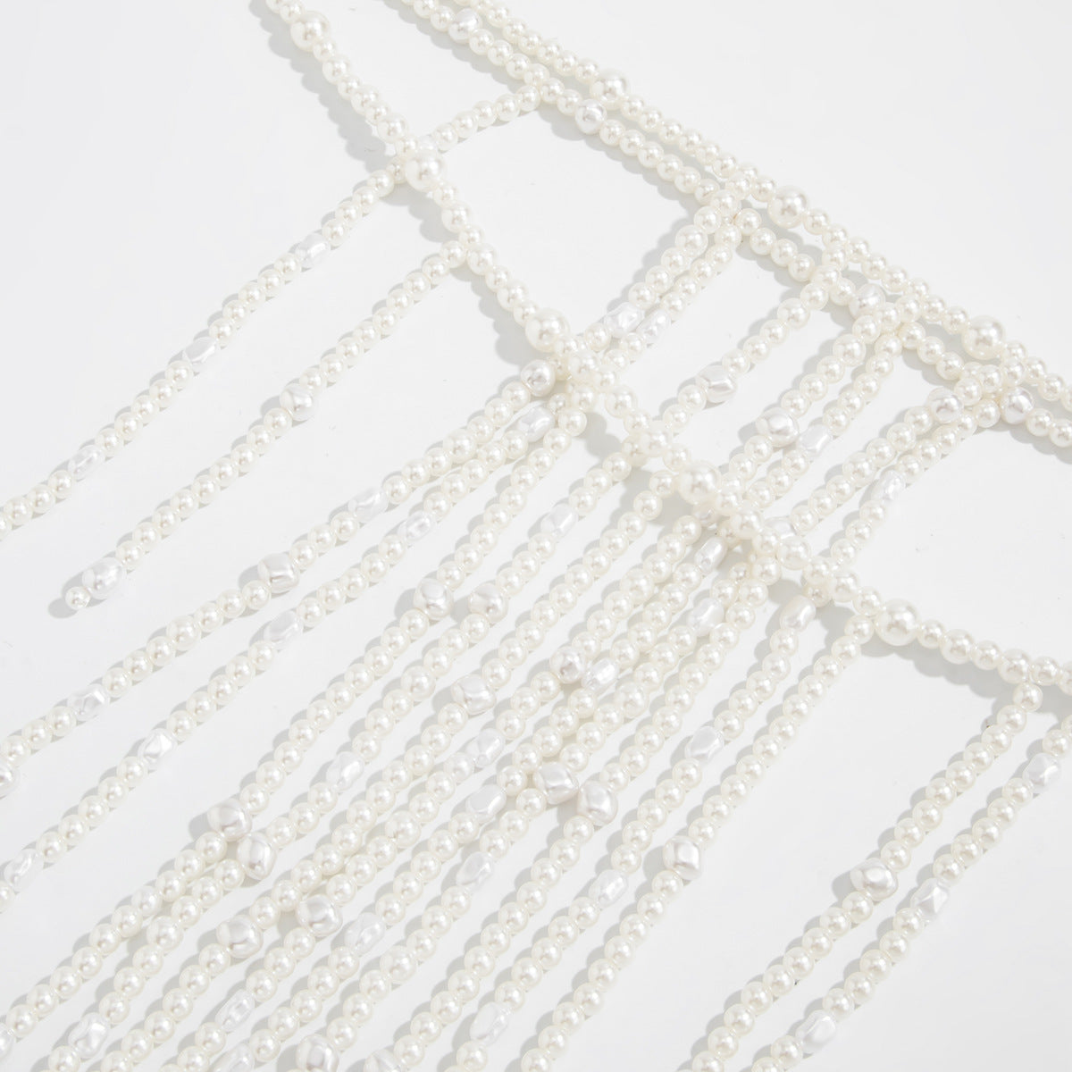 French Pearl Bead Long Fringe Necklace