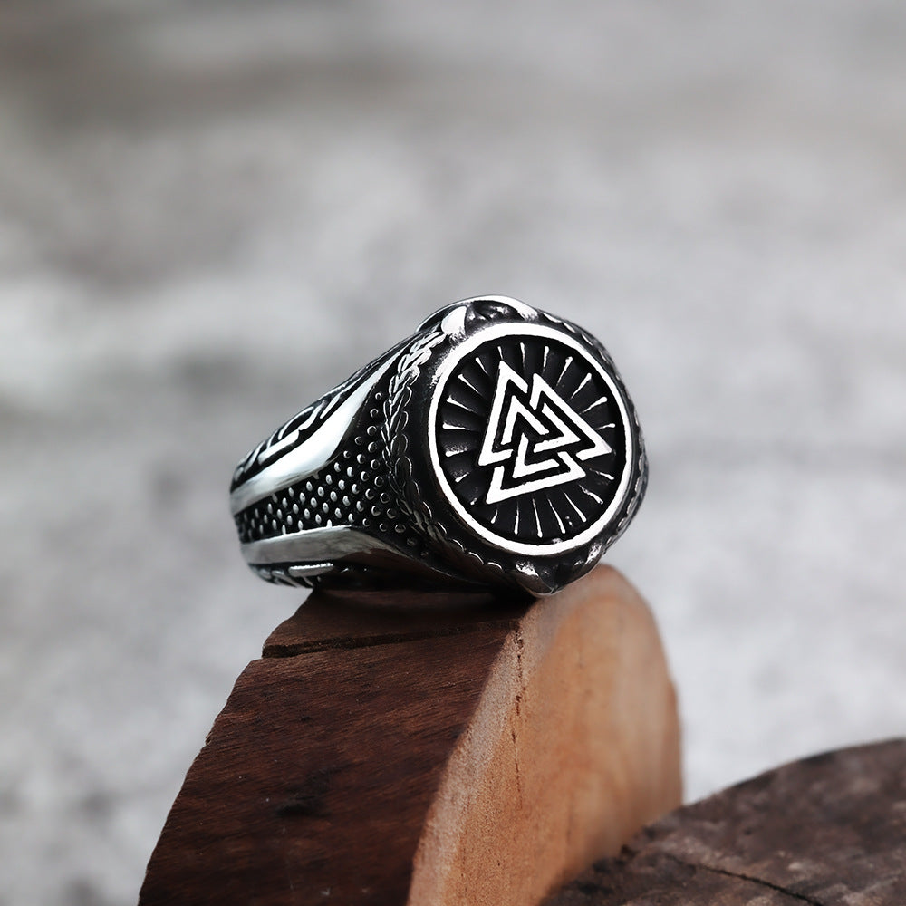 Nordic Viking Style Fashion Triangular Rune Men's Ring