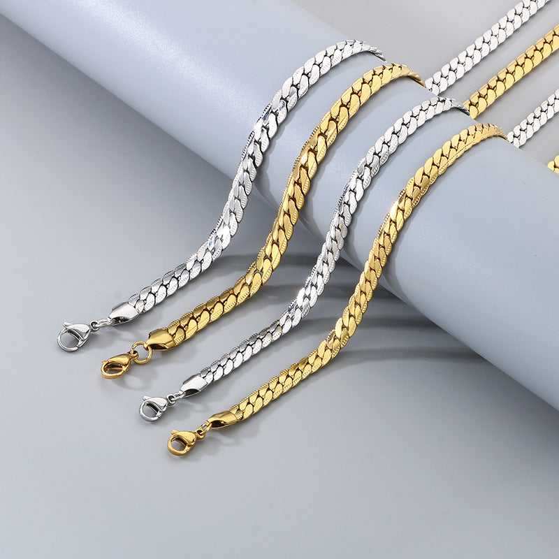 Titanium Steel Necklace For Men Korean Engraved Chain Trend