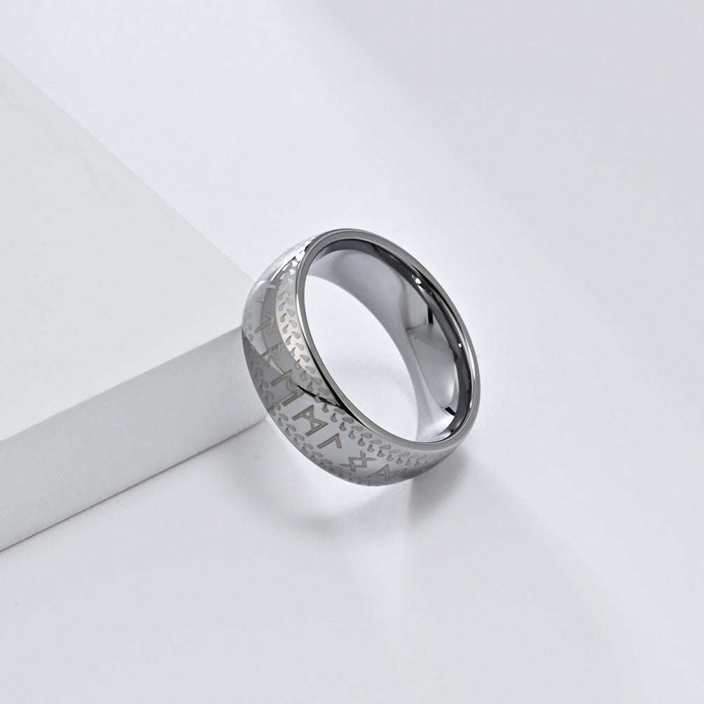 Cross-Border Retro Viking Letter Tungsten Steel Ring