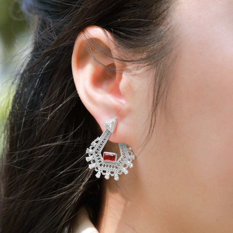 S925 Sterling Silver Diamond-Shaped Stud Earrings