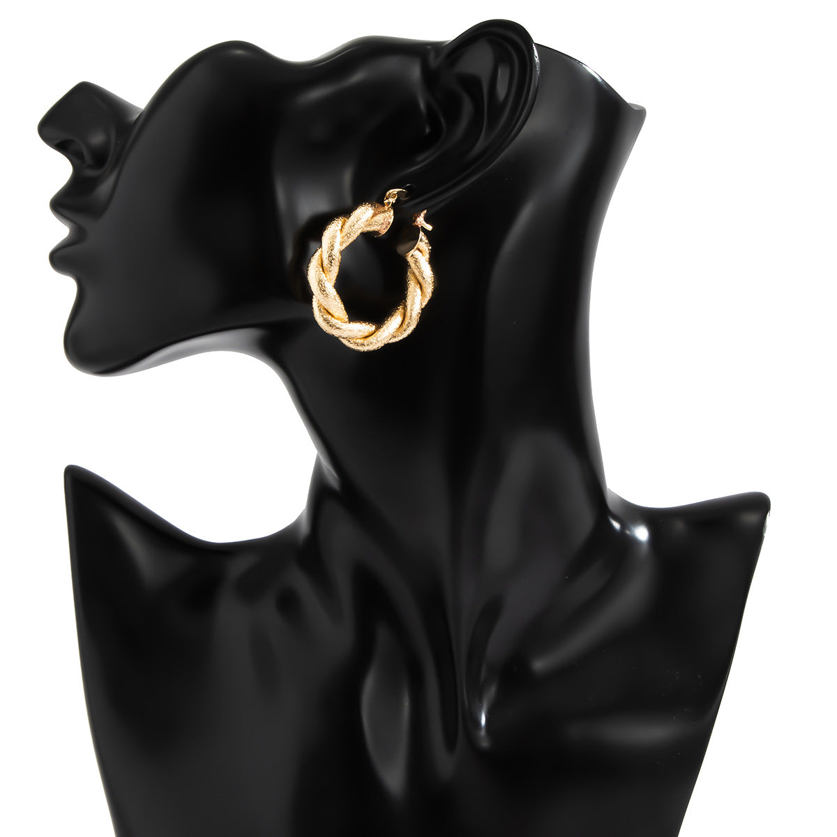 European Style Metal Twisted Earrings with Pockmark Ring