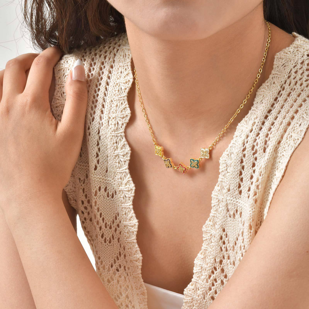 Cross Floral Necklace