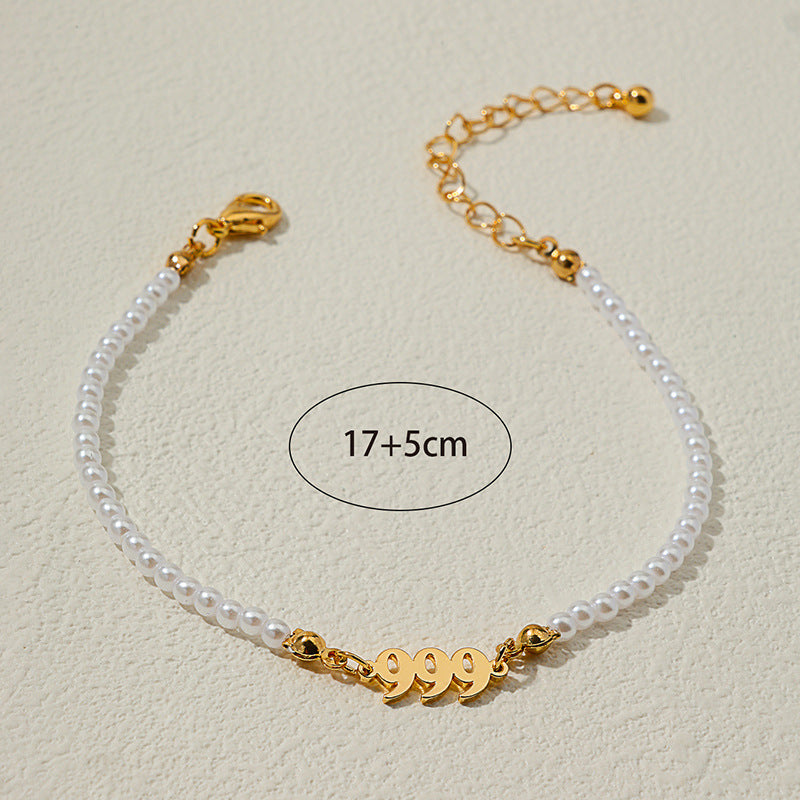 Pearl Chain Letter Pendant Bracelet - Vienna Verve Collection