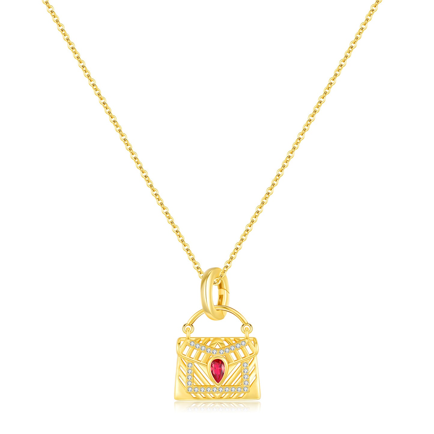 Planderful Everyday Genie Pigeon Blood Red Imitation Treasure Necklace – Elegant French Small Fragrant Wind Bag Collarbone Chain