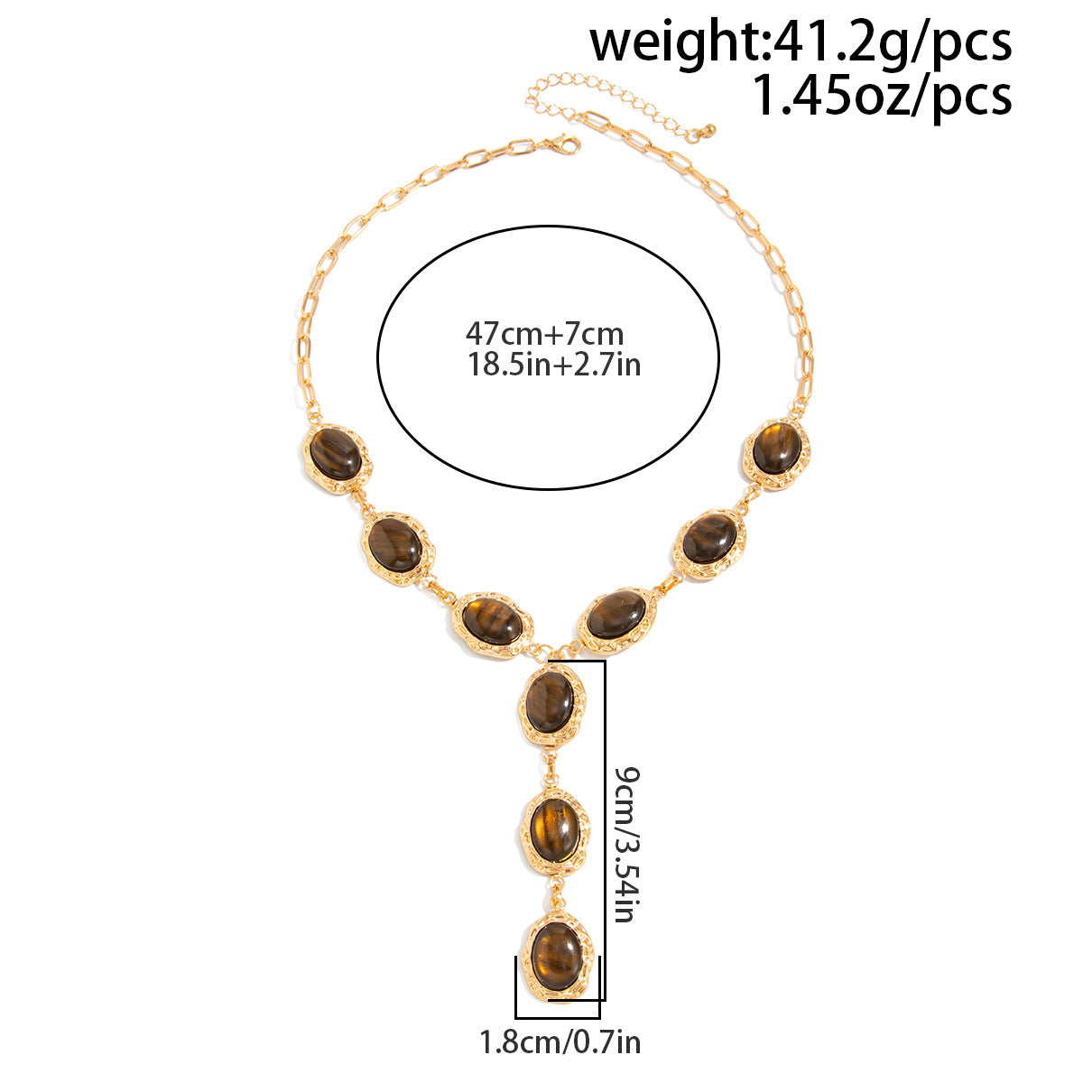 Tiger-Eye-Style Pleated Y-Necklace