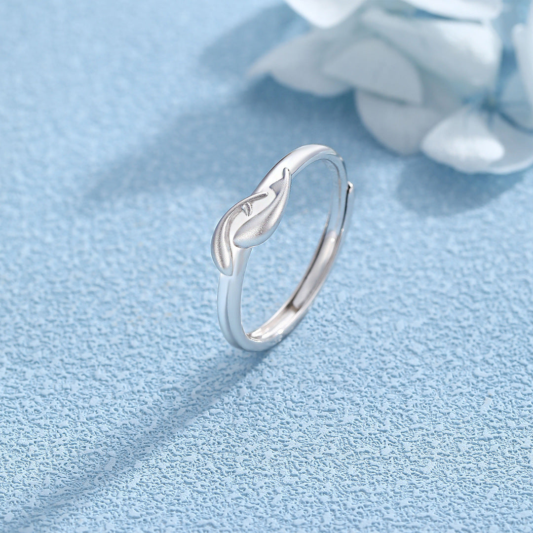 Sterling Silver Dolphin Ring For Women By Planderful Adjustable Open Tail Light Luxury Jewelry