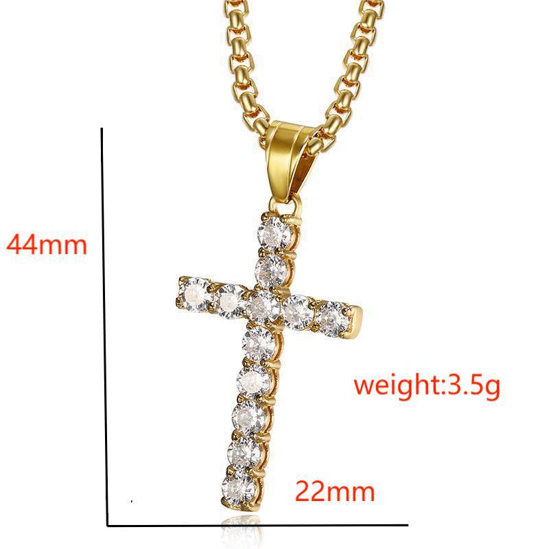 Zircon Necklace - Elegant Gold-Plated Cross Pendant