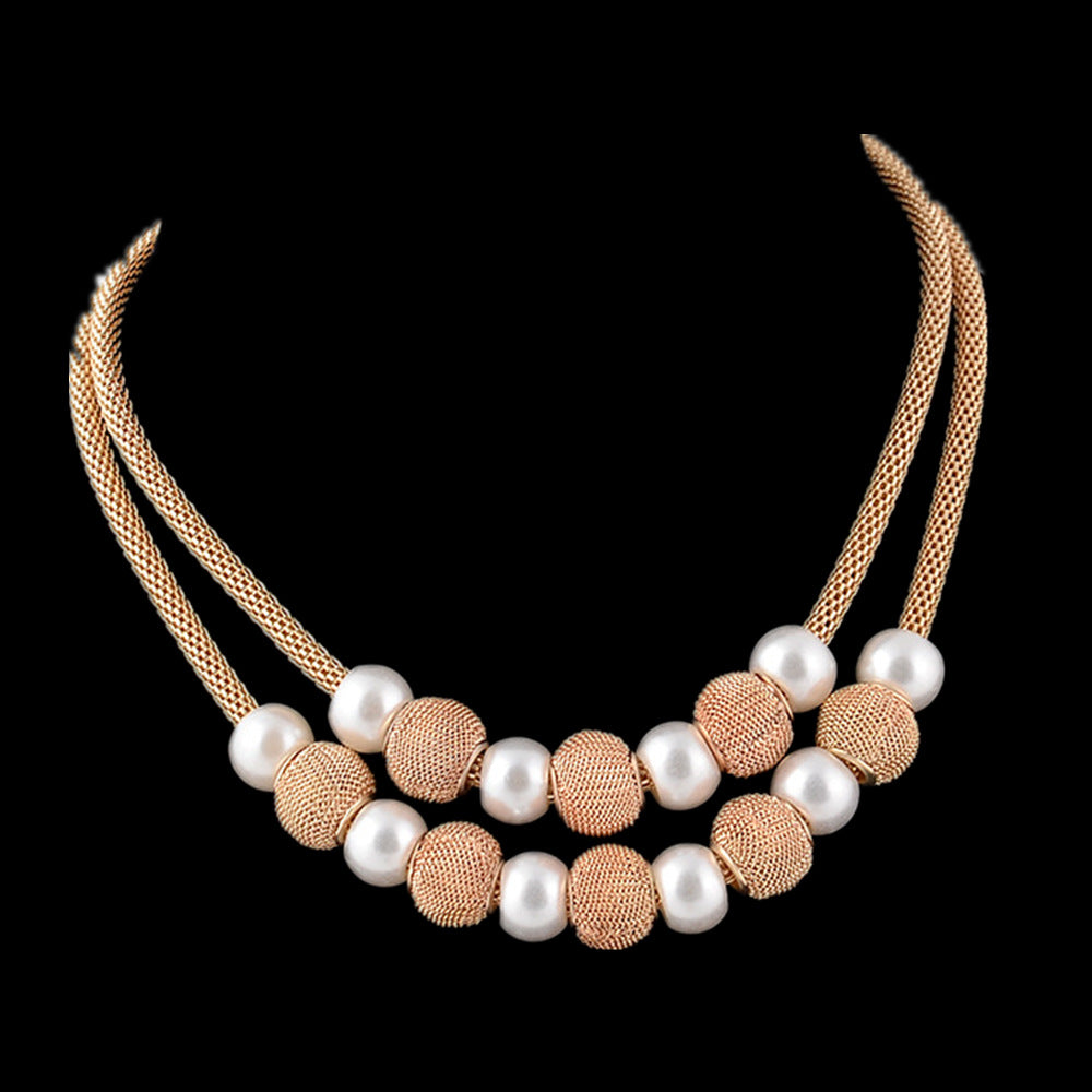 Chic Pearl Necklace and Earring Set with Ball Detail