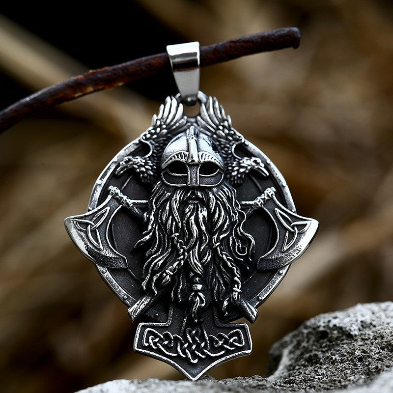 Viking Double Axe Titanium Steel Pendant – Stainless Steel Celtic Knot Necklace