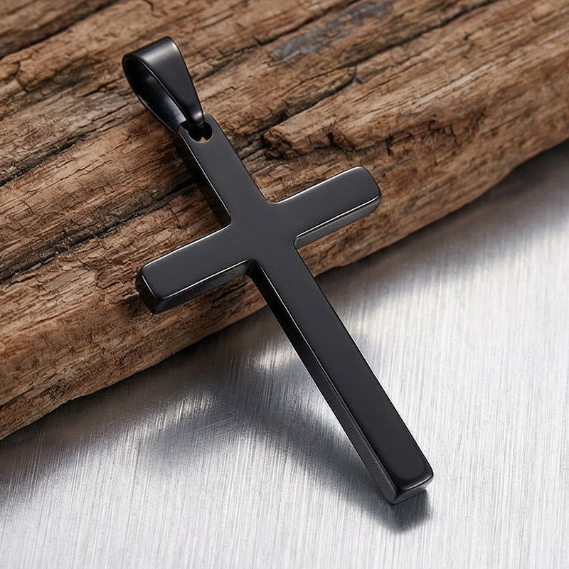 Japanese And Korean Pendant, And Smooth Cross Stainless Steel Men's And Women's Jewelry Necklace