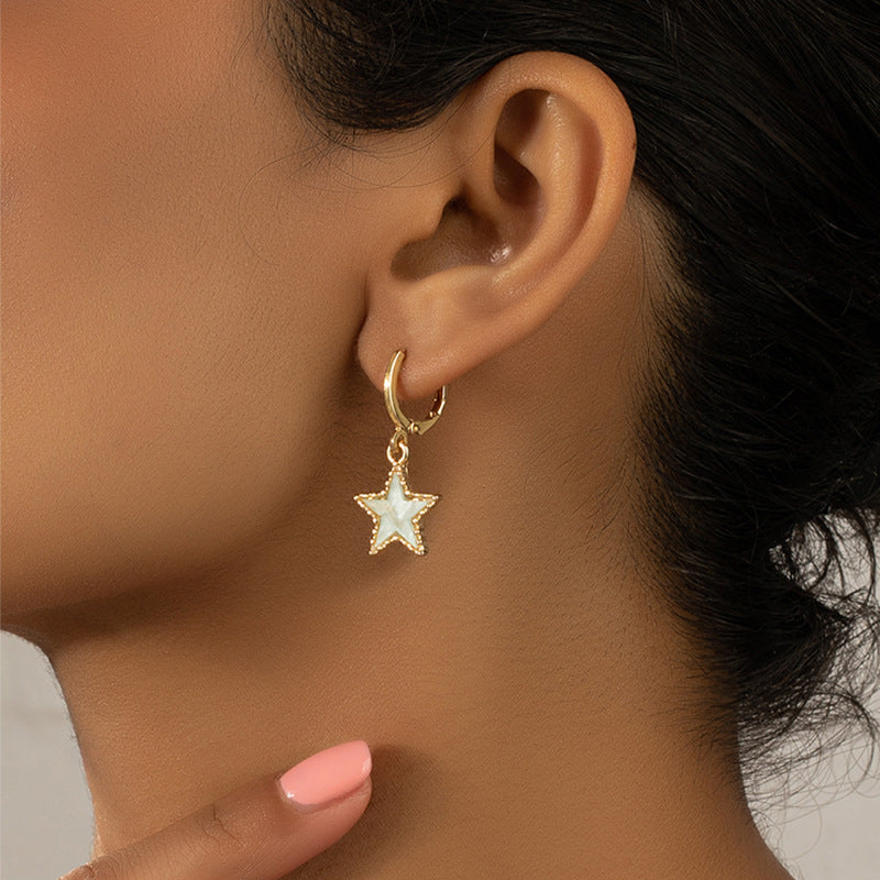 Gleaming Stars and Moon Pendant Earrings Set - Vienna Verve Collection