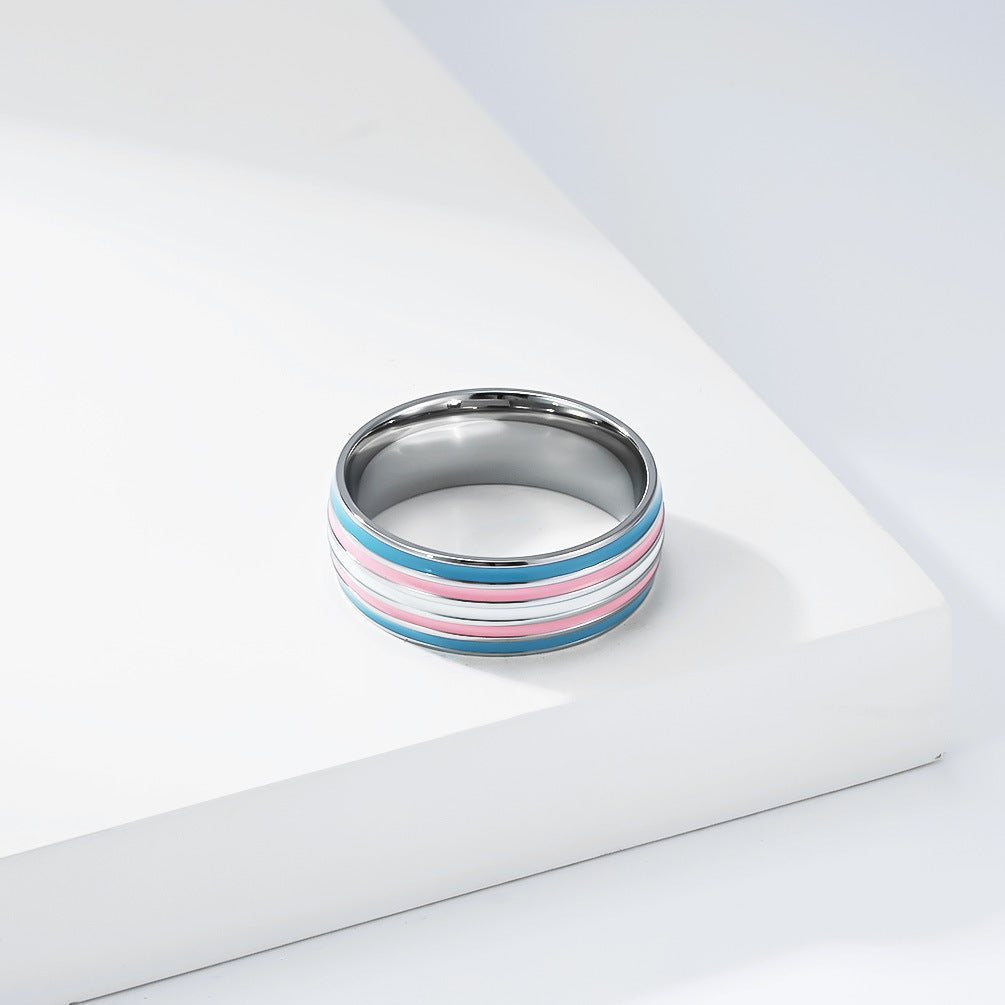 Steel Ring - Statement Rainbow Flag Ring